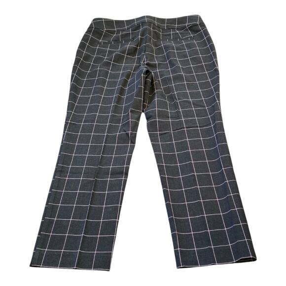 Loft Pink & Grey Windowpane Plaid Straight Leg Career Marisa Pants Size 12 - Picture 4 of 12